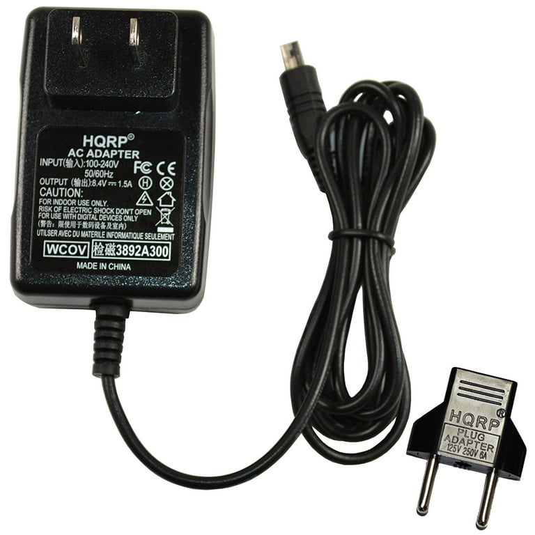 Charger HQRP Wall AC Power Adapter Square Connector for Samsung SC-DC575 SC-DX100 SC-DX103 SC-DX105 SC-DX200 Camcorder Plus Euro Plug Adapter 